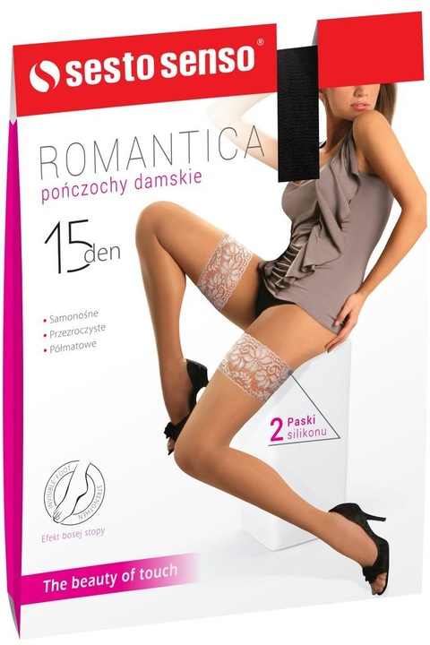 Ciorapi Romantica 15 DEN, Sesto Senso, Negru23133, Negru