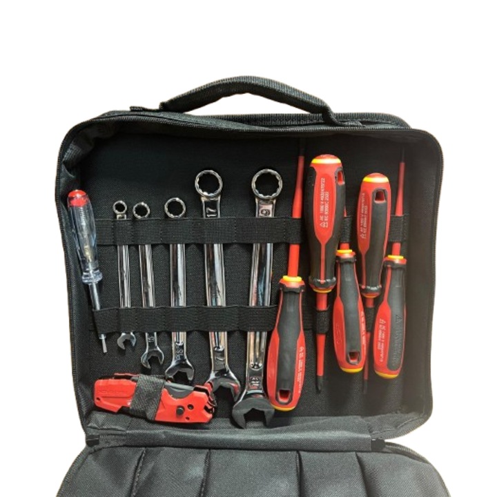 Set unelte electrician, Milwaukee, 25 piese, Negru/Rosu