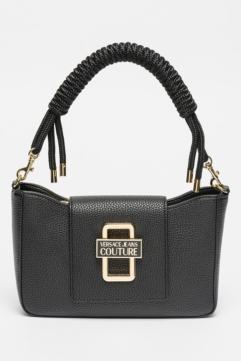 Versace Jeans Couture, Екологична кожена чанта с лого Twist презрамка, черна