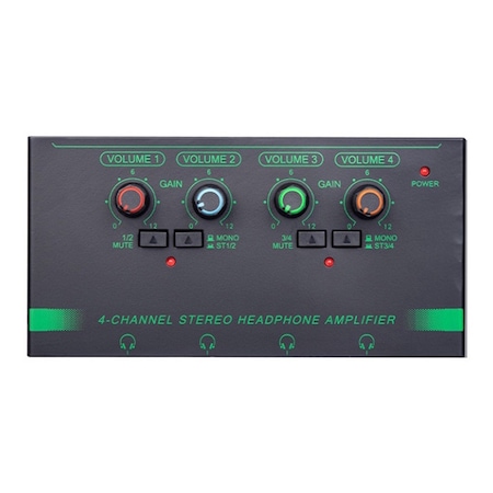 Amplificator pentru casti RGB cu 4 canale, Negru