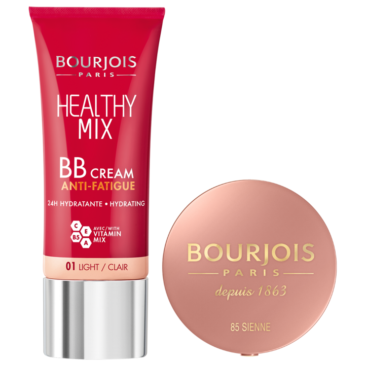 Подаръчен комплект Bourjois: Крем за лице BB Cream Healthy Mix 01 Light, 30 мл + Руж Little Round Pot 085 Sienne, 2 гр