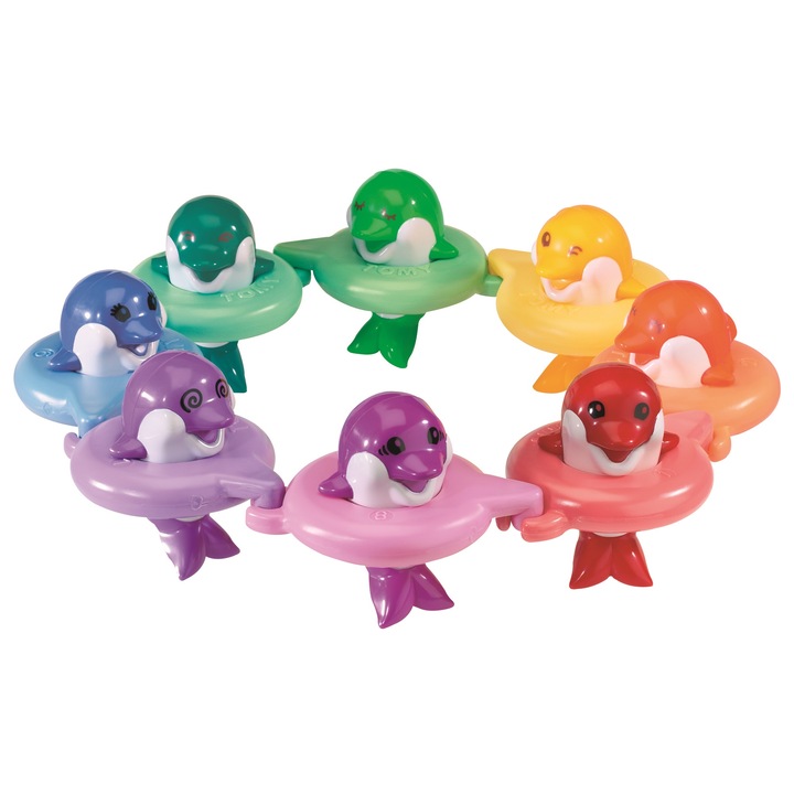 Комплект 8 играчки за баня Tomy Aqua Fun - Делфини DoReMi