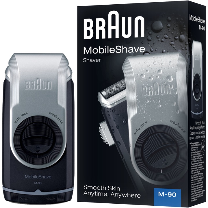 Braun MobileShave M-90R Borotva, SmartFoil, vízálló, sötétkék / szürke