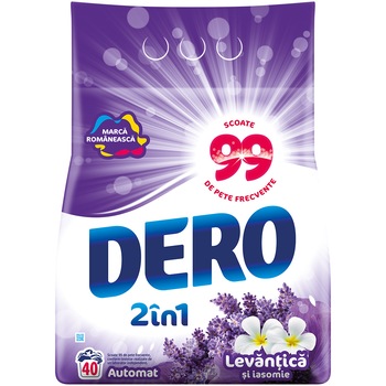 Detergent automat Dero 2in1 Levantica si iasomie, 4kg, 40 spalari Detergent automat Dero 2in1 Levantica si iasomie, 4kg, 40 spalari