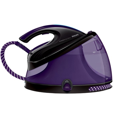 Statie de calcat Philips PerfectCare Aqua Silence GC8650/80, Talpa T-ionicGlide, 2400 W, 2.5 l, 330 g/min, Negru/Mov