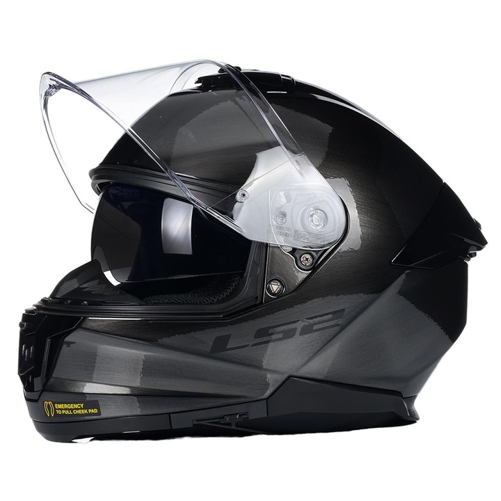 Мотоциклетна каска, LS2, Поликарбонат, Сив, 65-66 см