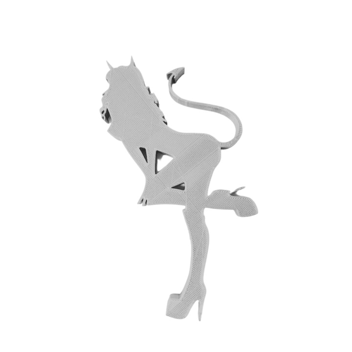 Tortadísz, "DEVIL GIRL" lázadó ördög topper, 14,9 x 9 cm ezüst