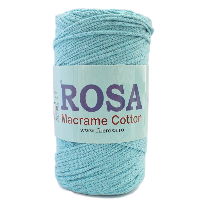 Bobina Rosa Macrame Cotton 25,80% bumbac-20% poliester, 250 g/bobina, culoare turcoaz