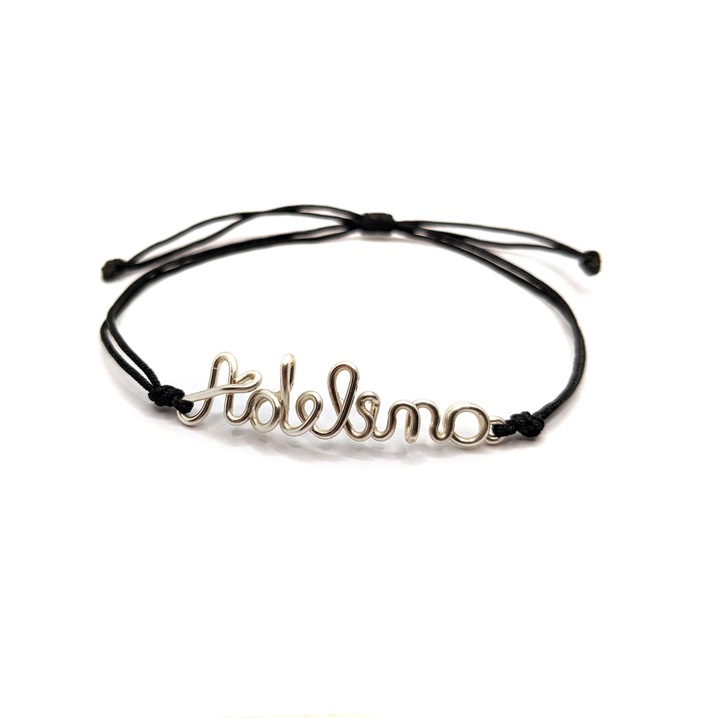 Bratara reglabila, Adelina, realizata 100% manual, cu nume personalizat