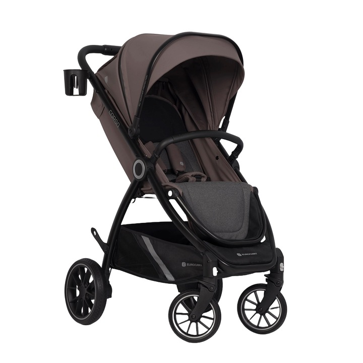 Carucior nou nascut Euro-Cart Corso, cadru de aluminiu, omologat pana la 26.5 kg, 0 - 36 luni, Taupe