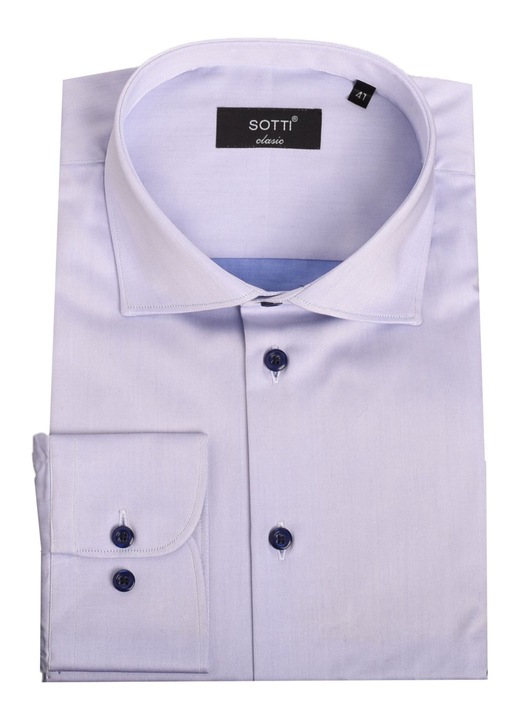 Camasa SOTTI din Bumbac satinat. Uni, cu nasturi in contrast, Tipar Clasic, ST30009-T2