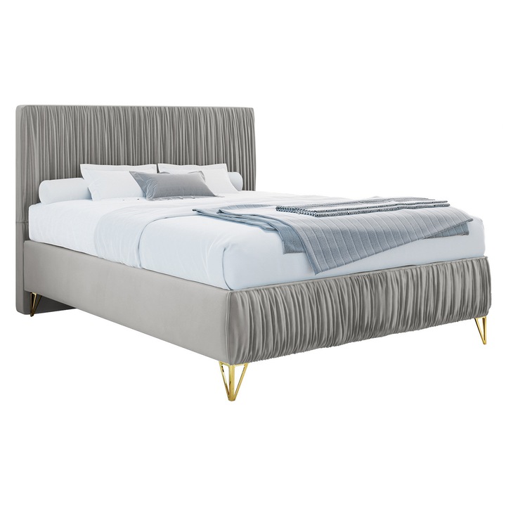 Pat tapitat Kottos II, Mirjan24, gri deschis, 140x200