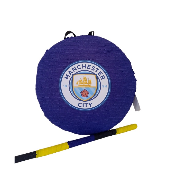 Pinata model rotund MANCHESTER CITY, 40 cm, albastru
