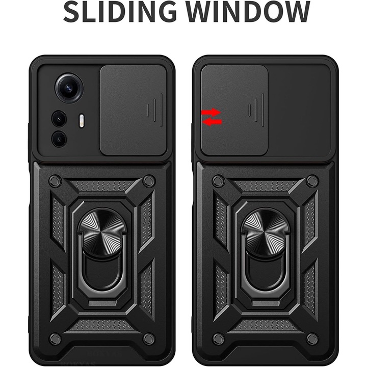 Удароустойчив Гръб Armor, Защита на камерата, за Xiaomi Redmi Note 12S 4G, Черен