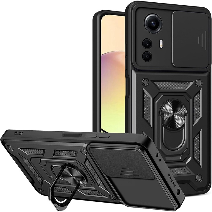 Удароустойчив Гръб Armor, Защита на камерата, за Xiaomi Redmi Note 12S 4G, Черен