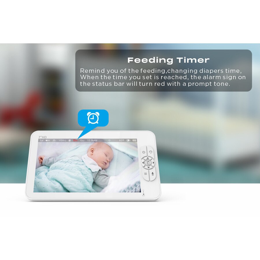 Baby Monitor ShineBaby IdealStore, Ecran HD de 7 inch, Monitorizare