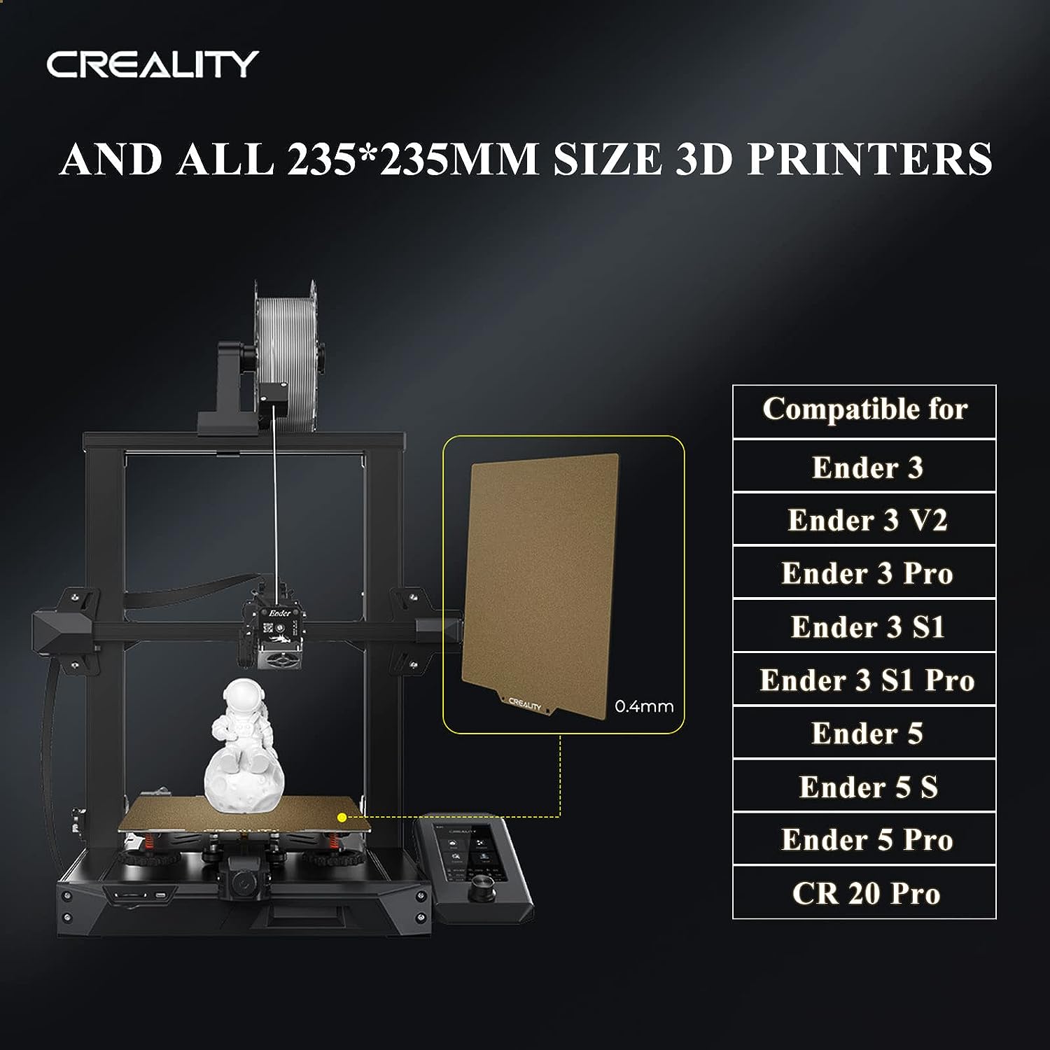 235 x 235 мм гъвкава двустранна магнитна PEI печатна повърхност за 3D ...
