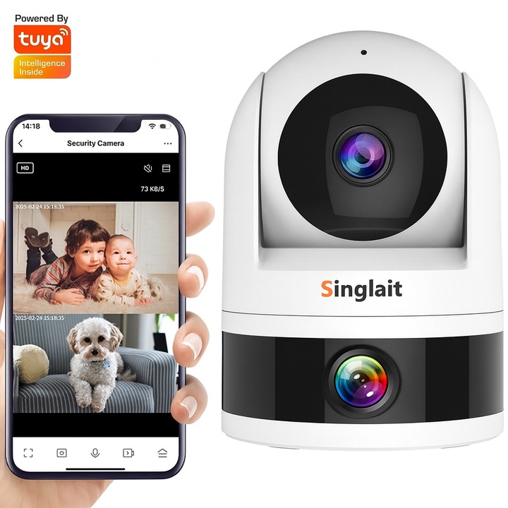 Baba videokamera, baba videómonitor, Wireless, Singlait Ultra HD Éjszakai látás, 4Mp, Zoom 2X, ECO Mód, Videó/Hang, Kétirányú kommunikáció