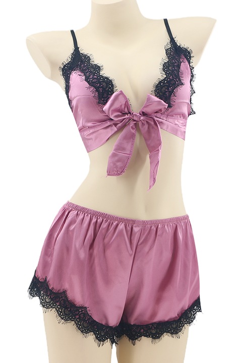 Set pijama sexy doua piese, top si pantaloni scurti TY-SD172mov 92056, Mov, M-L