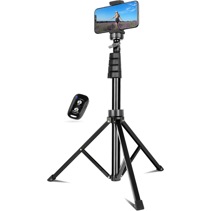 Trepied foto telescopic profesional, pentru telefon/camera foto/GoPro, telecomanda bluetooth, functie selfie stick, ajustabil, Universal, Durabil si Usor, Negru