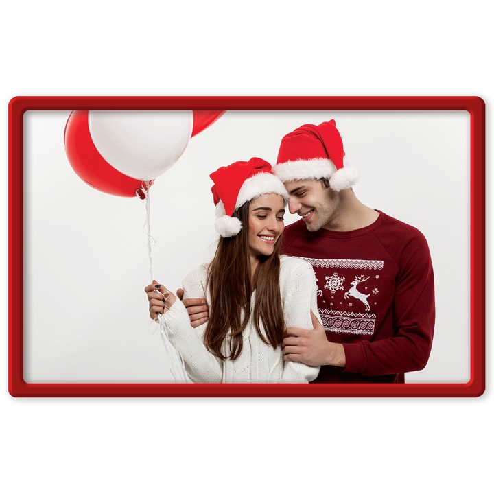 Magnet Foto Cu Rama Si Protectie Acrilica 10x15, Rosu
