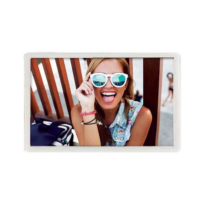 Magnet Foto Cu Rama Si Protectie Acrilica 10x15, Alb