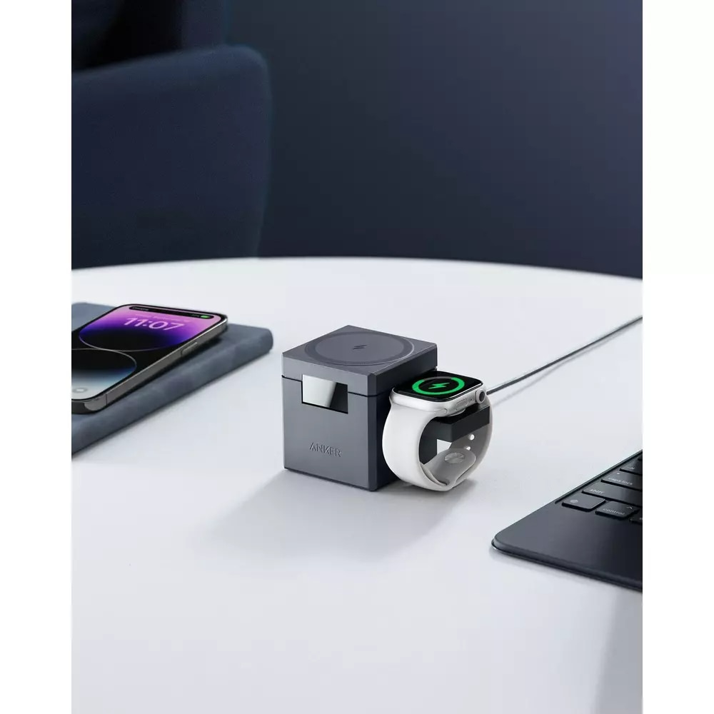 Безжично зарядно Anker 3-in-1 Cube MagSafe, Магнитно, 15W, Бързо ...