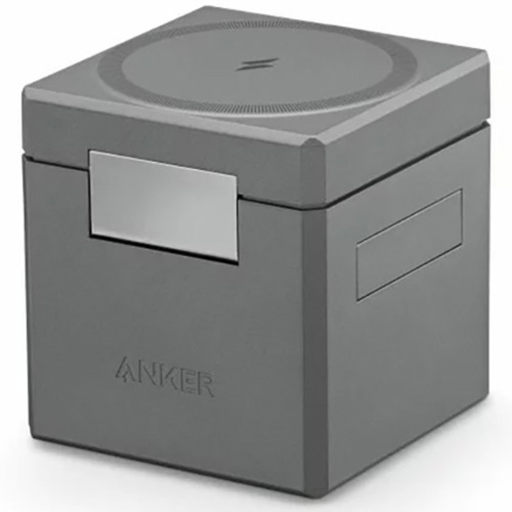 Безжично зарядно Anker 3-in-1 Cube MagSafe, Магнитно, 15W, Бързо зареждане, Сгъваемо, Черен