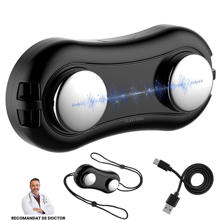 Dispozitiv Inteligent Anti-Sforait CLAUSTEEL cu acumulator, Tehnologie EMS, Detecteaza automat Sforaitul si Regleaza Tulburarile Respiratorii cu ajutorul microcurentilor, Imbunatateste calitatea somnu