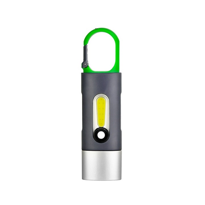 Мултифункционален LED фенер VIELLAN, LED + COB, 300 mAh, USB зареждане, 4 режима на светене, 11 x 3 cm