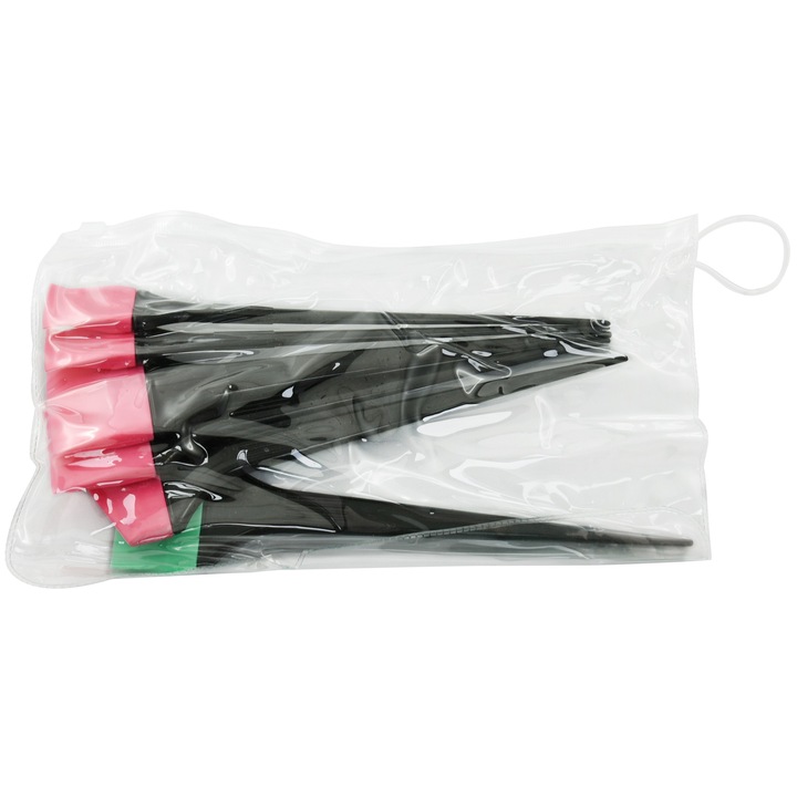 Set de pensule pentru vopsea de par, GEPARD, 6 bucati, Negru, Roz, Verde, B16-TB010