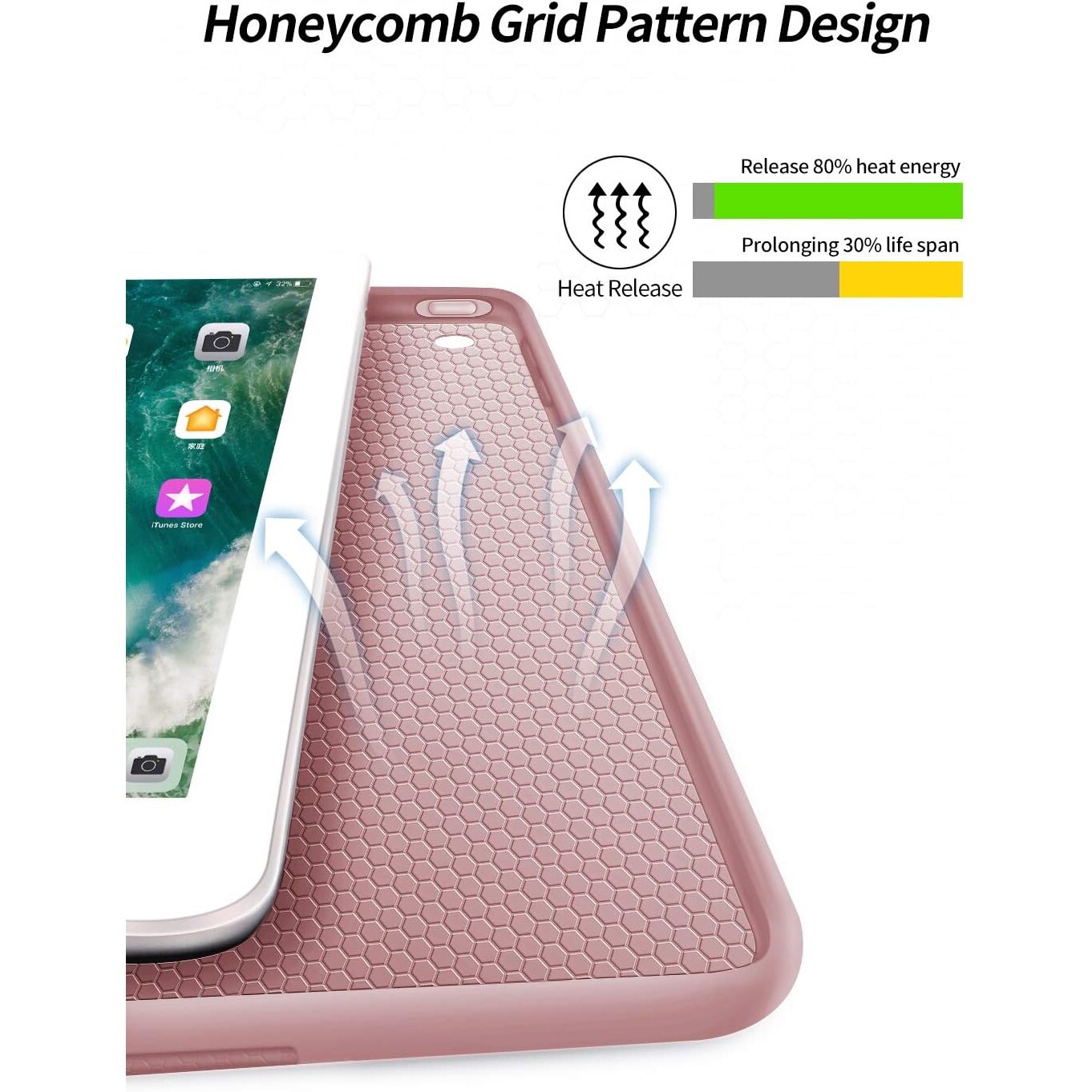 Husa Slim Sigloo, Smart Cover, Trifold, pentru tableta Huawei Matepad 10.4,2022/2021,10.4inch, din Silicon, protectie 360, model Rose Golden