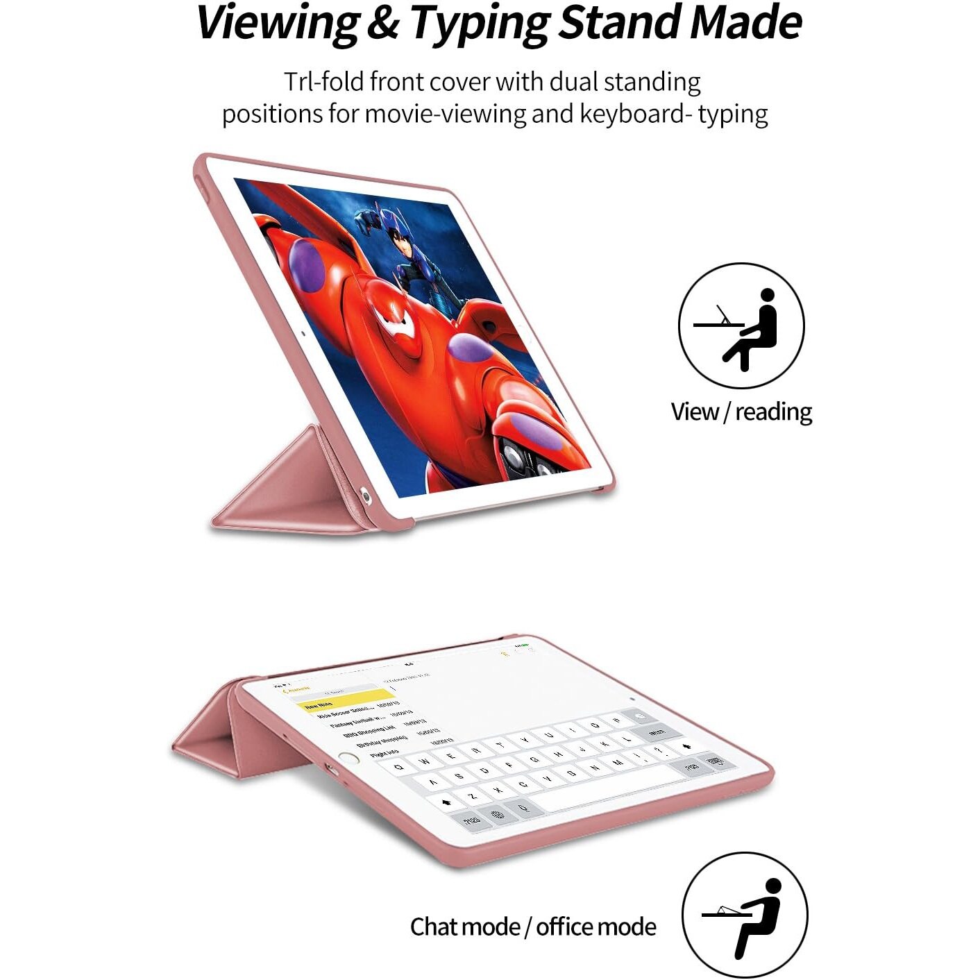 Husa Slim Sigloo, Smart Cover, Trifold, pentru tableta Huawei Matepad 10.4,2022/2021,10.4inch, din Silicon, protectie 360, model Rose Golden