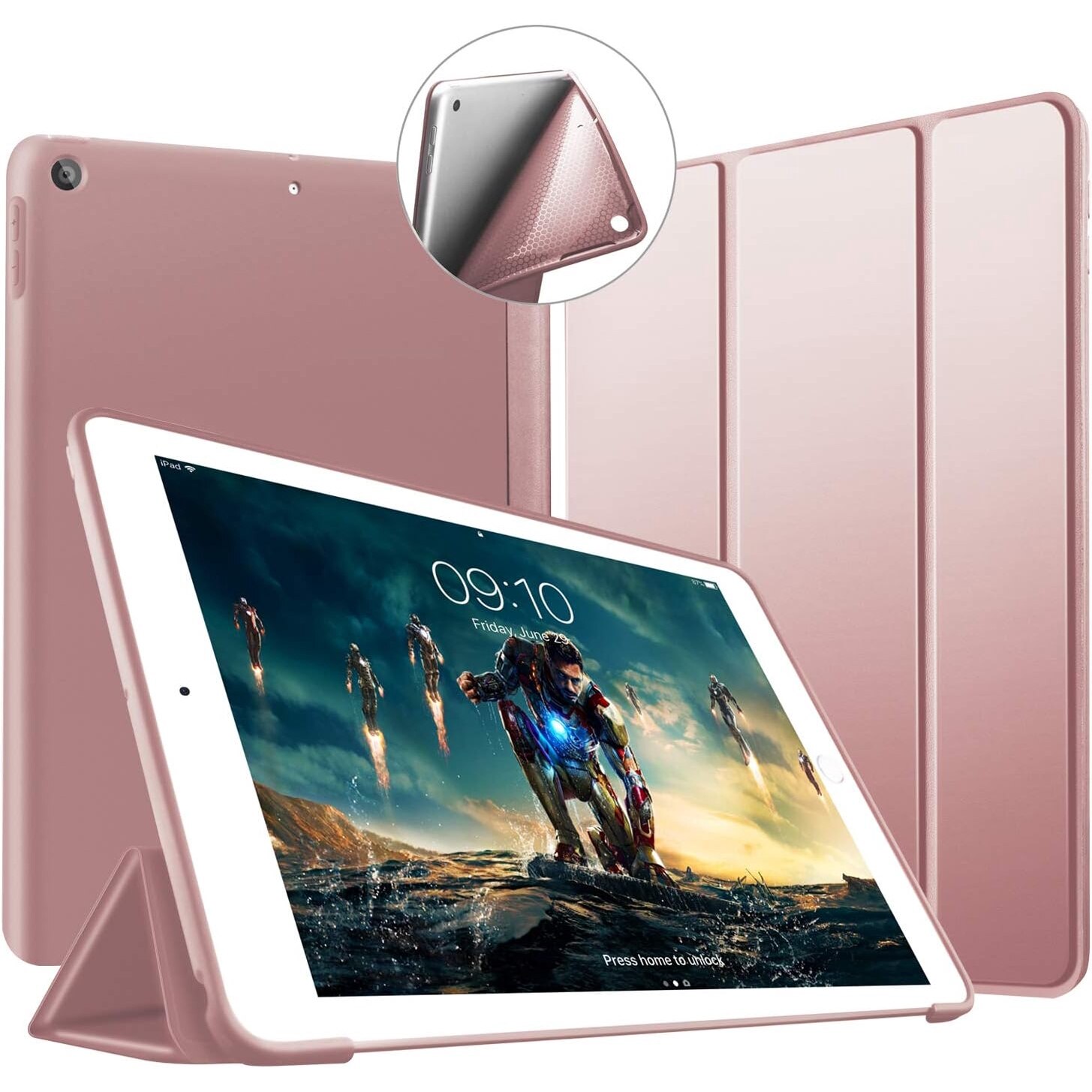 Husa Slim Sigloo, Smart Cover, Trifold, pentru tableta Huawei Matepad 10.4,2022/2021,10.4inch, din Silicon, protectie 360, model Rose Golden
