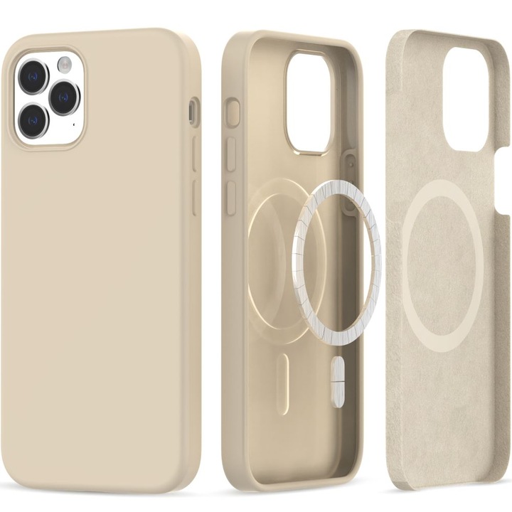 Калъф fixGuard Silicone Magsafe за iPhone 12 / 12 Pro, Beige