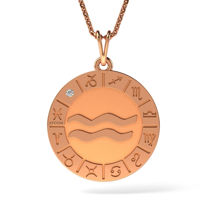 Висулка от розово злато Водолей