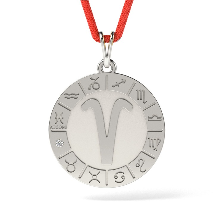 Медальон от бяло злато с шнур модел Овен