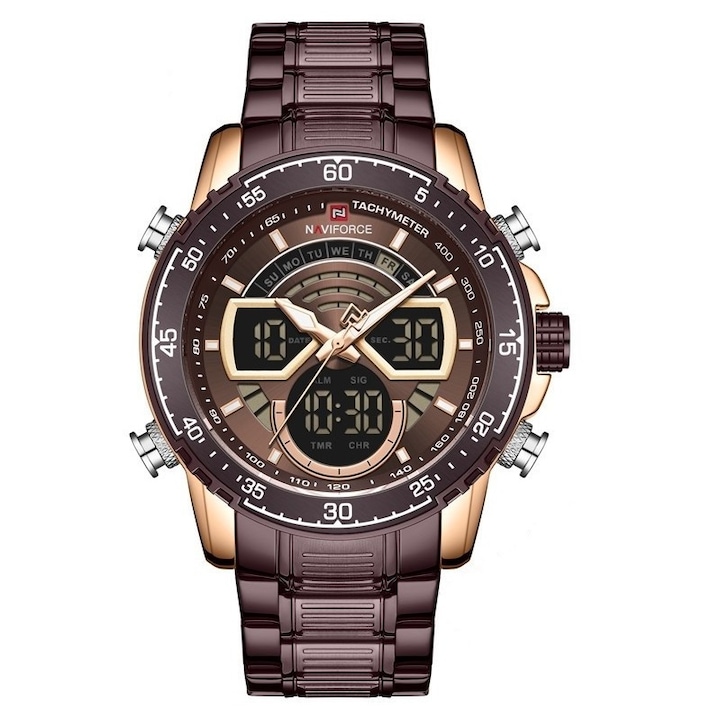 Ръчен мъжки часовник Naviforce Dual Time Analog Quartz Digital Casual Sport