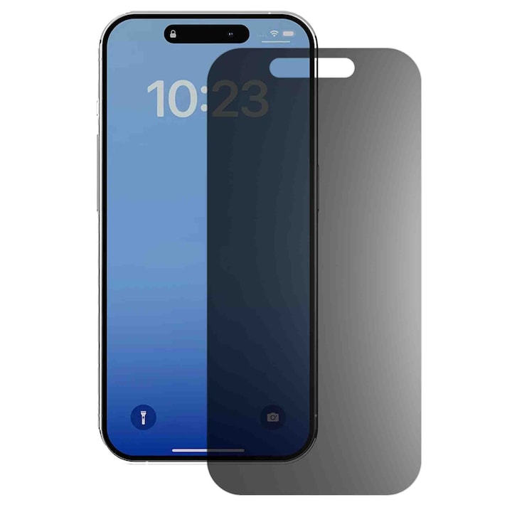 SILKASE Privacy Betekintésgátló kijelzővédő fólia, matt, Apple iPhone 15 Pro Max készülékhez, szilikon