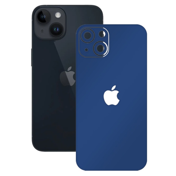 SILKASE bőrfólia Apple iPhone 15 Plus-hoz, matt sötétkék, telefon hátvédő