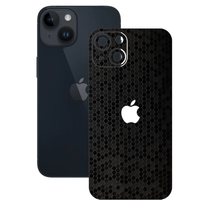 SILKASE bőrfólia Apple iPhone 15 Plus-hoz, hexa fekete, telefon hátvédő