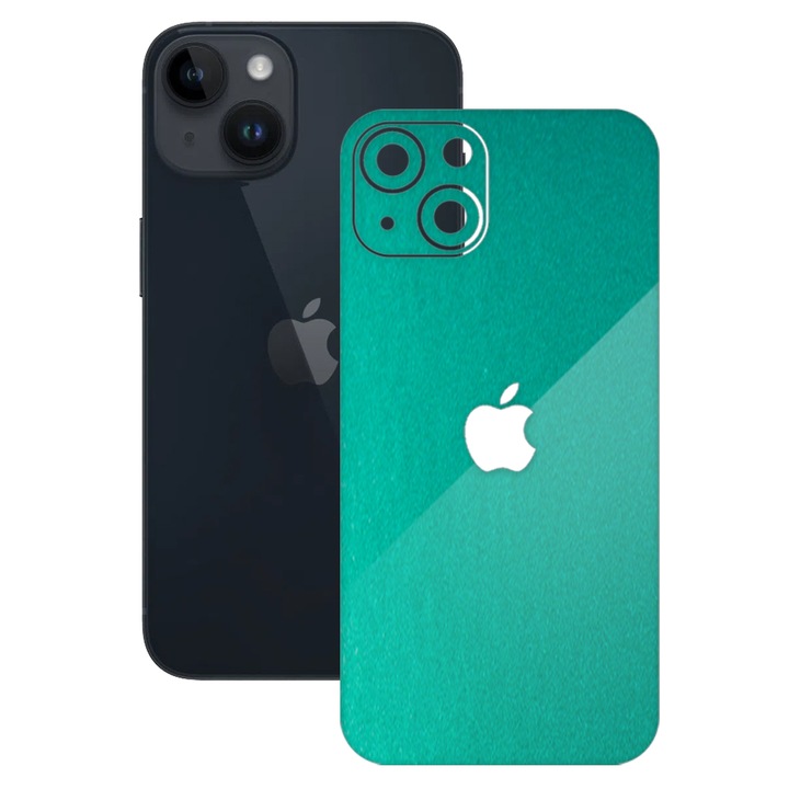 SILKASE bőrfólia Apple iPhone 15-höz, fémes türkiz, telefon hátvédő