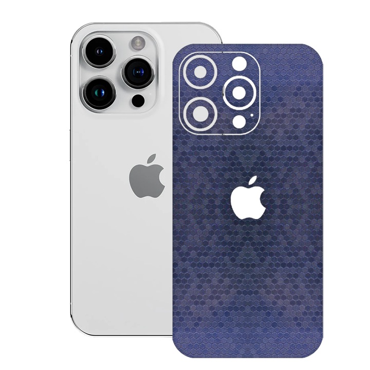 SILKASE bőrfólia Apple iPhone 15 Pro-hoz, hexa kék, telefon hátvédő