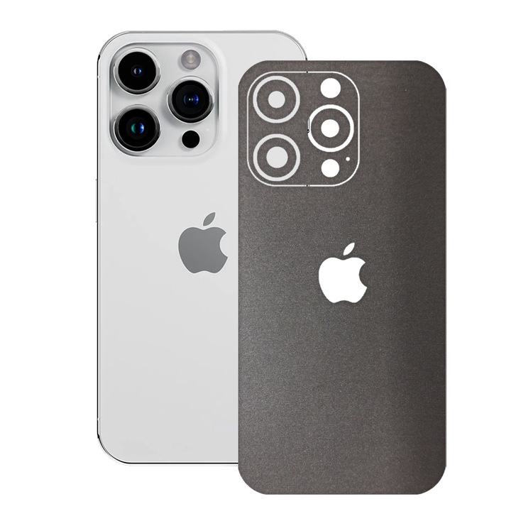 SILKASE bőrfólia Apple iPhone 15 Pro-hoz, szálcsiszolt szürke, telefon hátvédő