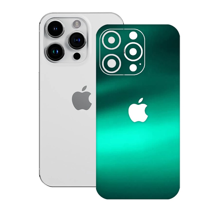 SILKASE bőrfólia Apple iPhone 15 Pro Max-hoz, smaragdzöld, telefon hátvédelme