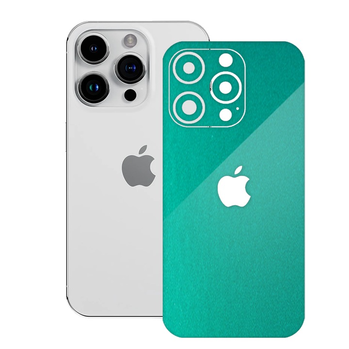 SILKASE bőrfólia Apple iPhone 15 Pro-hoz, fémes türkiz, telefon hátvédő