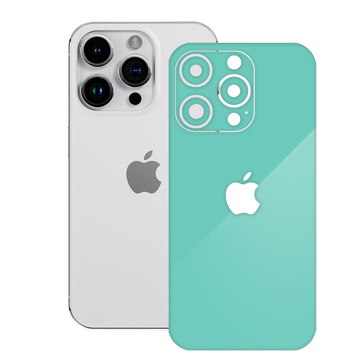 SILKASE bőrfólia Apple iPhone 15 Pro Max telefonhoz, fényes türkiz, telefon hátvédő