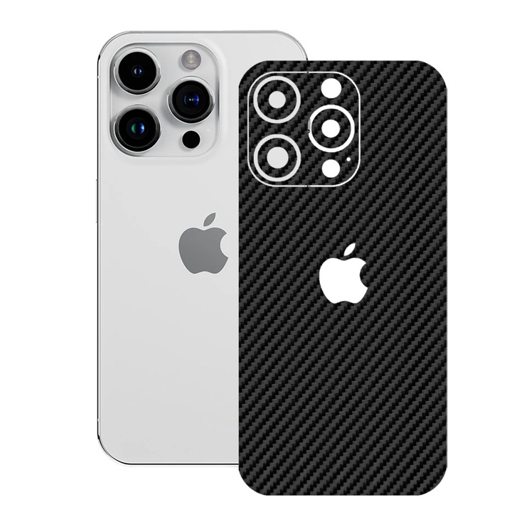SILKASE bőrfólia Apple iPhone 15 Pro Max-hoz, karbon, telefon hátvédő