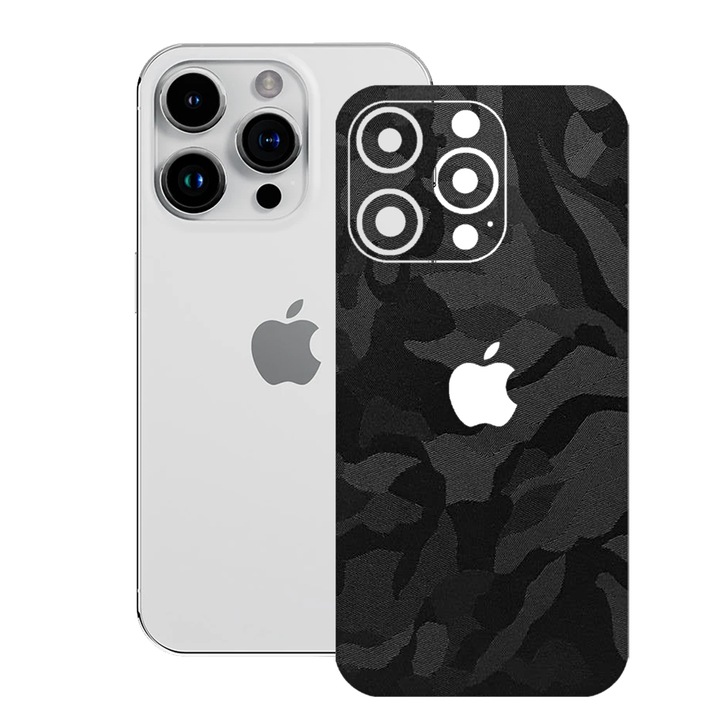 SILKASE bőrfólia Apple iPhone 15 Pro Max-hoz, fekete bütyök, telefon hátvédő