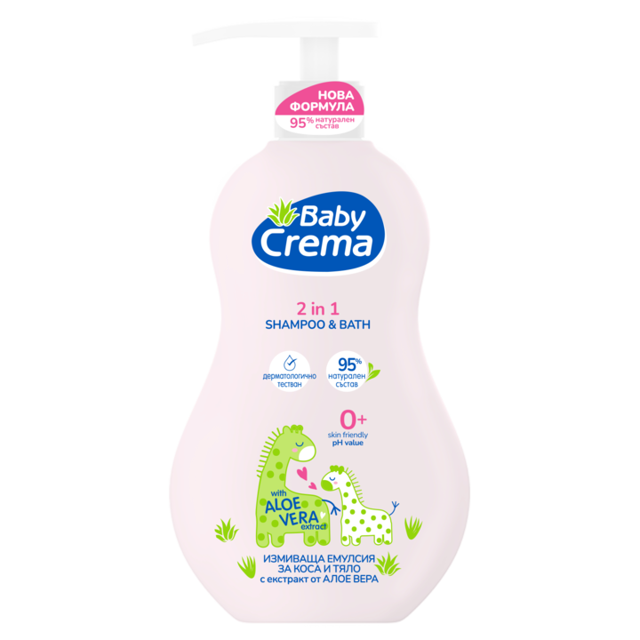 Натурален измиващ гел Baby Crema, За коса и тяло, Алое вера